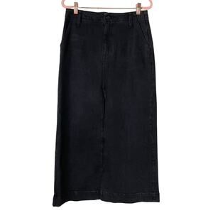 J. Crew Skirt Womens Size 27 Black Denim Maxi High Rise Straight Slit Cotton NEW